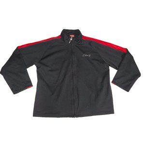 Oscar De La Hoya full zip warm up jacket men sz M Medium black red